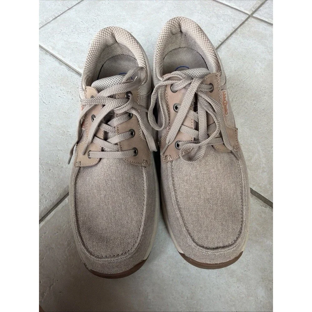 Orthofeet Porto 426 Men’s 12 D Beige/Taupe Canvas Orthotic Walking Shoes